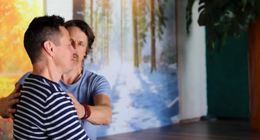 cursist tijdens de ademopleiding